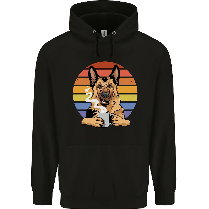 A Fierce German Shepherd Alsatian Coffee Mens 80% Cotton Hoodie Hoodie with Fur Luxurious Winter