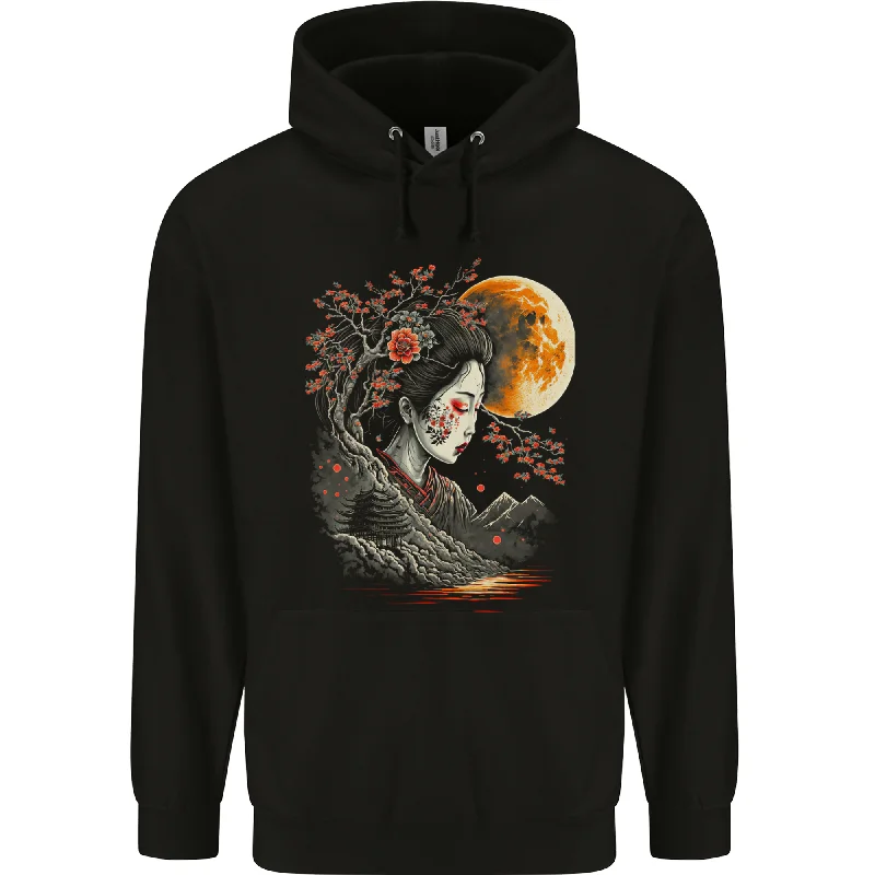 A Geisha Girl Cherry Blossom Moon Fantasy Mens 80% Cotton Hoodie Hooded Sweatshirt Casual Wear Street Style A Geisha Girl Cherry Blossom Moon Fantasy Mens 80% Cotton Hoodie Hooded Sweatshirt Casual Wear Street Style