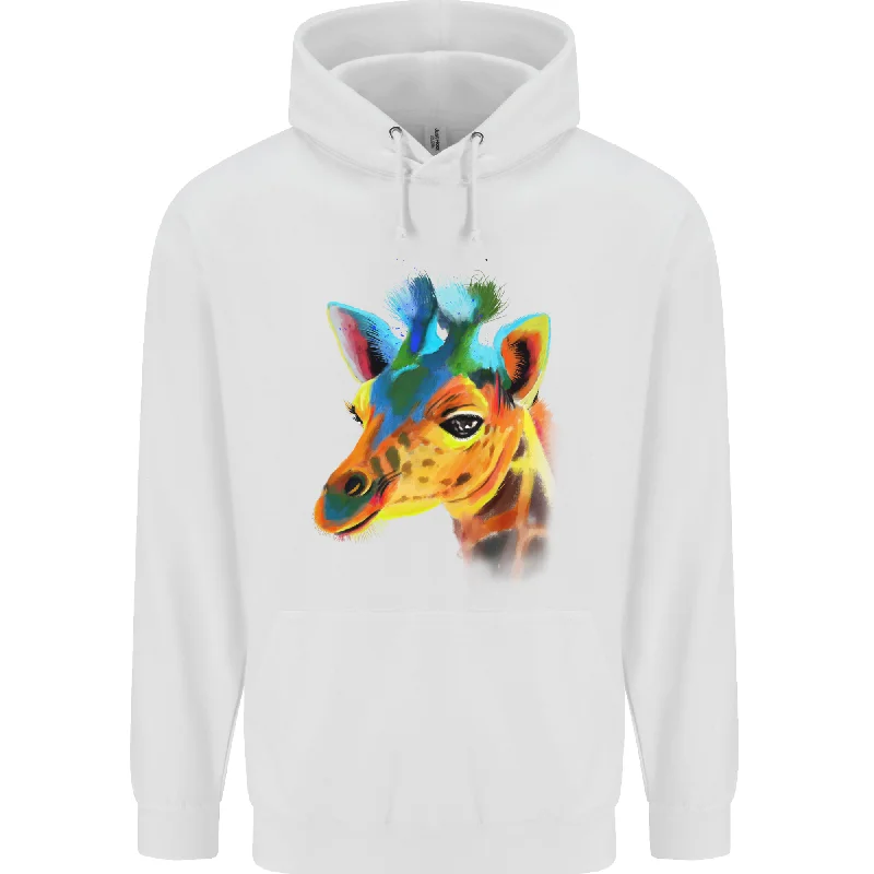 A Giraffe Watercolour Mens 80% Cotton Hoodie Hoodie with Hood Adjustable Protection