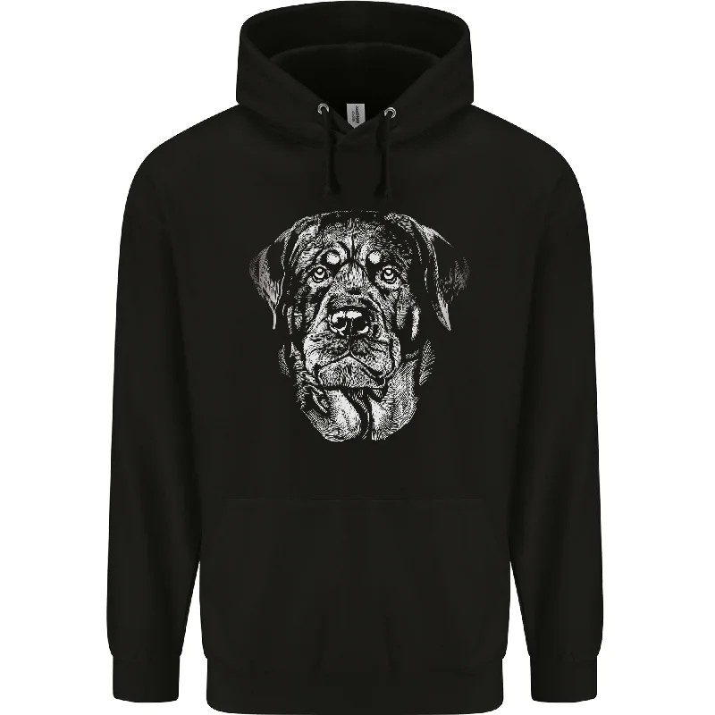 A Monochrome Rottweiler Dog Mens 80% Cotton Hoodie Hoodie with Cropped Fit Short Trendy