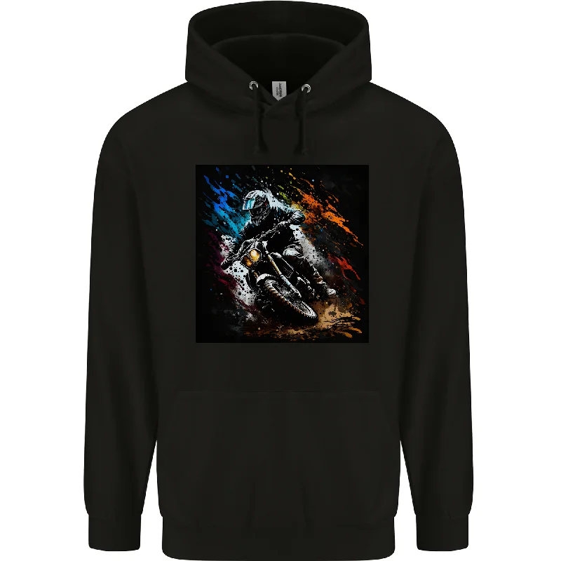 A Motocross Illustration MotoX Dirt Bike Motorsports Mens 80% Cotton Hoodie Hoodie with Set-In Sleeves Structured Classic