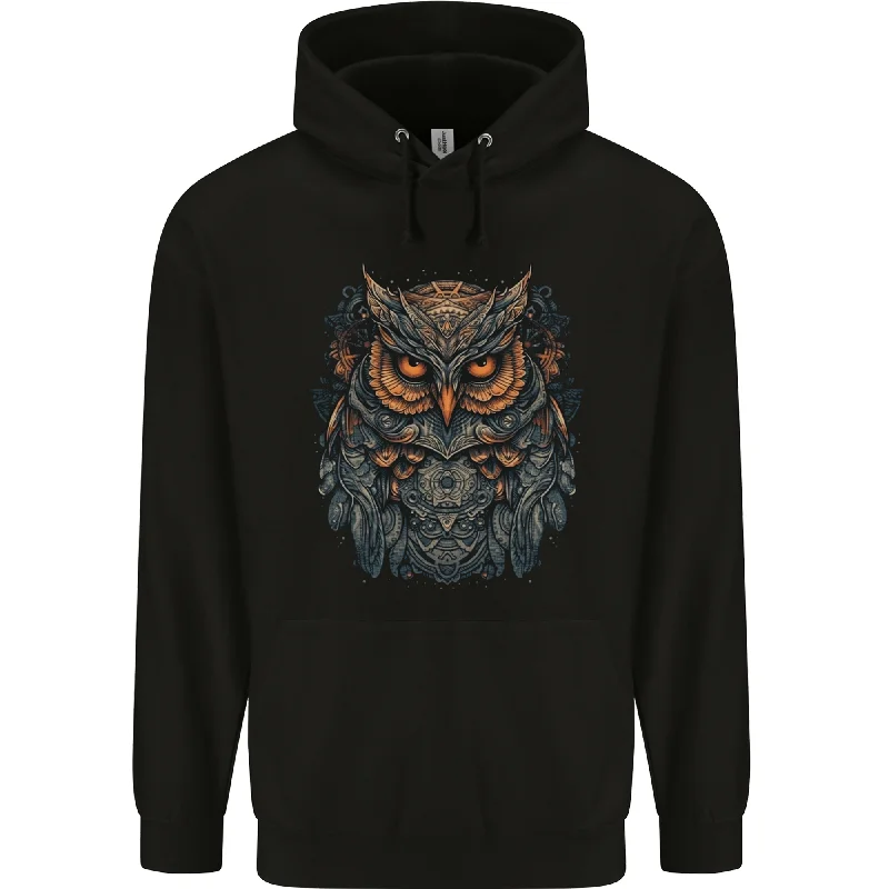 A Mythical Owl Fantasy Tribal Mens 80% Cotton Hoodie Hoodie with Cuffed Sleeves Snug Secure A Mythical Owl Fantasy Tribal Mens 80% Cotton Hoodie Hoodie with Cuffed Sleeves Snug Secure