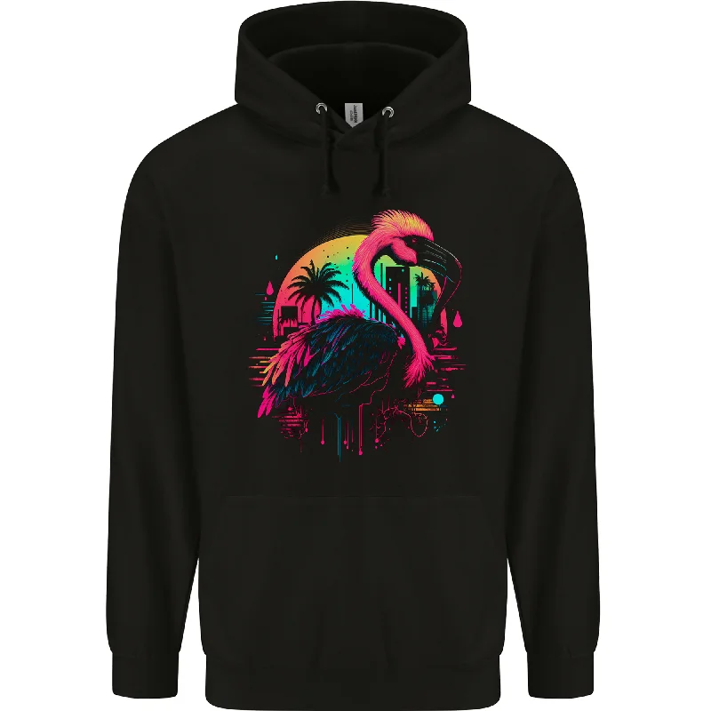 A Retro Flamingo Mens 80% Cotton Hoodie Hoodie with Emblem Brand Identity