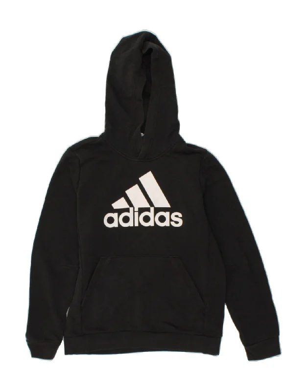 ADIDAS Boys Graphic Hoodie Jumper 11-12 Years Black Cotton Hoodie with Tied Waist Feminine Flattering ADIDAS Boys Graphic Hoodie Jumper 11-12 Years Black Cotton Hoodie with Tied Waist Feminine Flattering