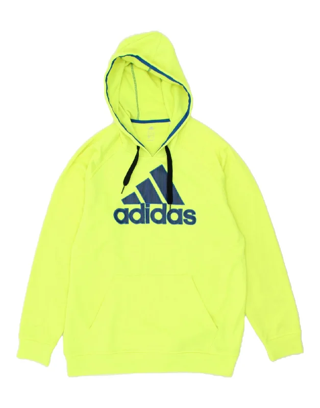 ADIDAS Mens Graphic Sweatshirt Jumper Large Green Polyester Hoodie with Drawcord Adjustable Secure