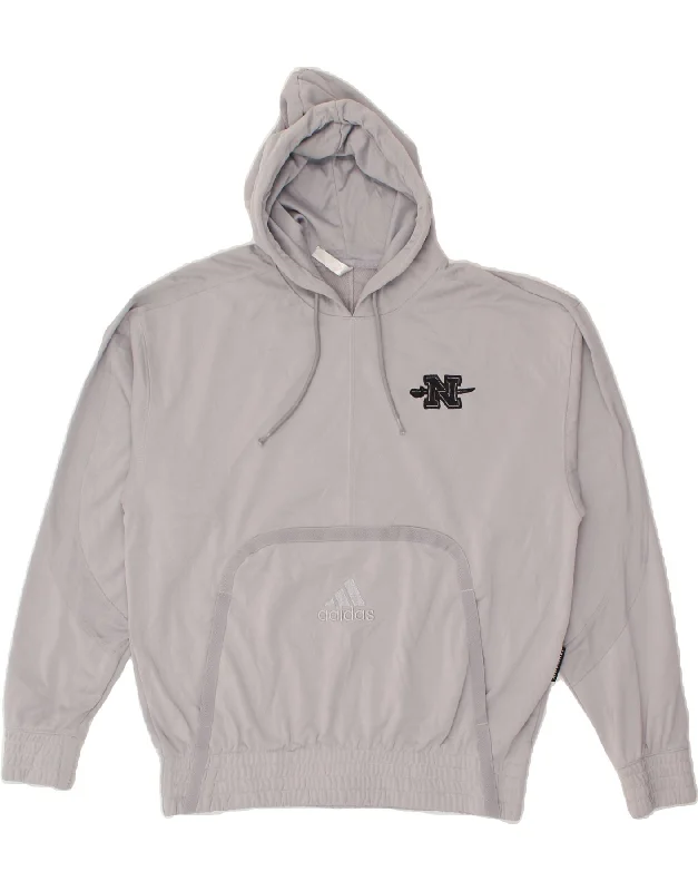 ADIDAS Mens Hoodie Jumper Medium Grey Polyester Hoodie with Pattern Geometric Abstract