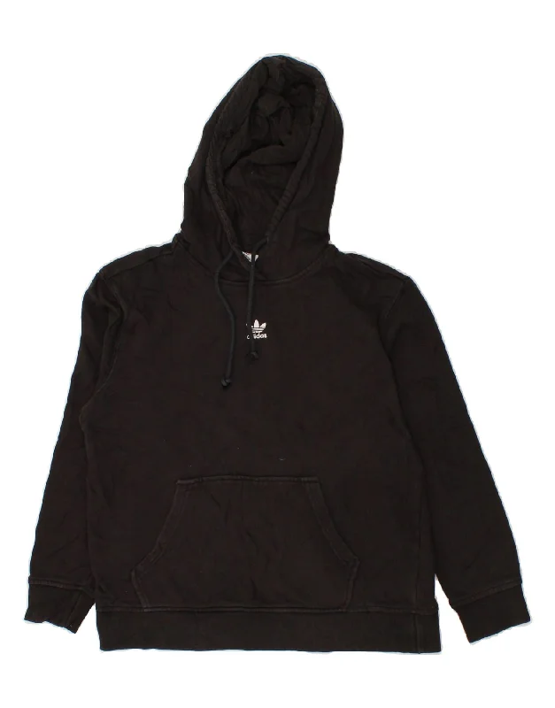 ADIDAS Womens Hoodie Jumper UK 12 Medium Black Cotton Hoodie with Earth Tones Natural Calm