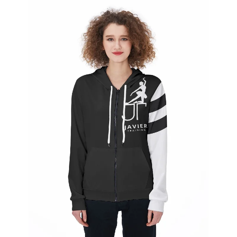 All-Over Print Women's Zip Up Hoodie Hoodie with Bell Sleeves Flared Feminine