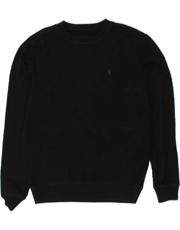 ALL SAINTS Mens Sweatshirt Jumper Small Black Cotton Hoodie with Toggle Buttons Decorative Unique