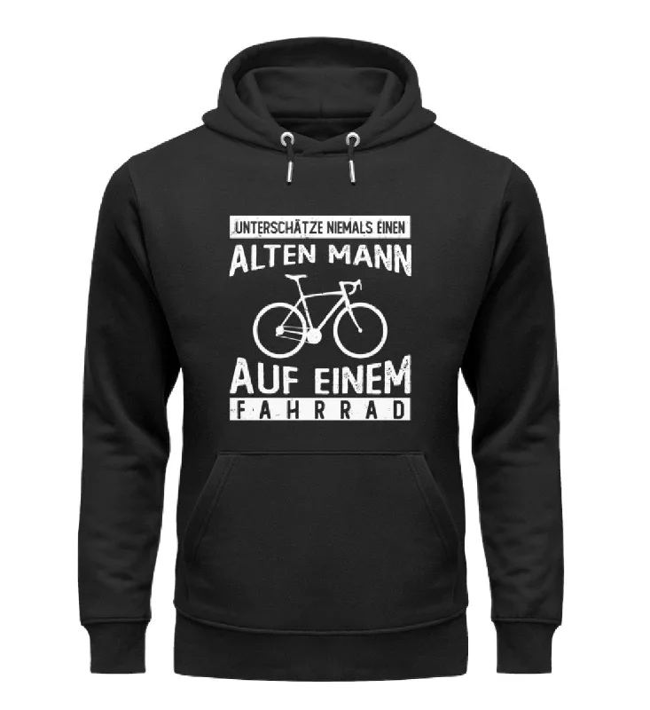 Alter Mann auf einem Fahrrad - Unisex Premium Organic Hoodie Hoodie with Button Placket Classic Preppy