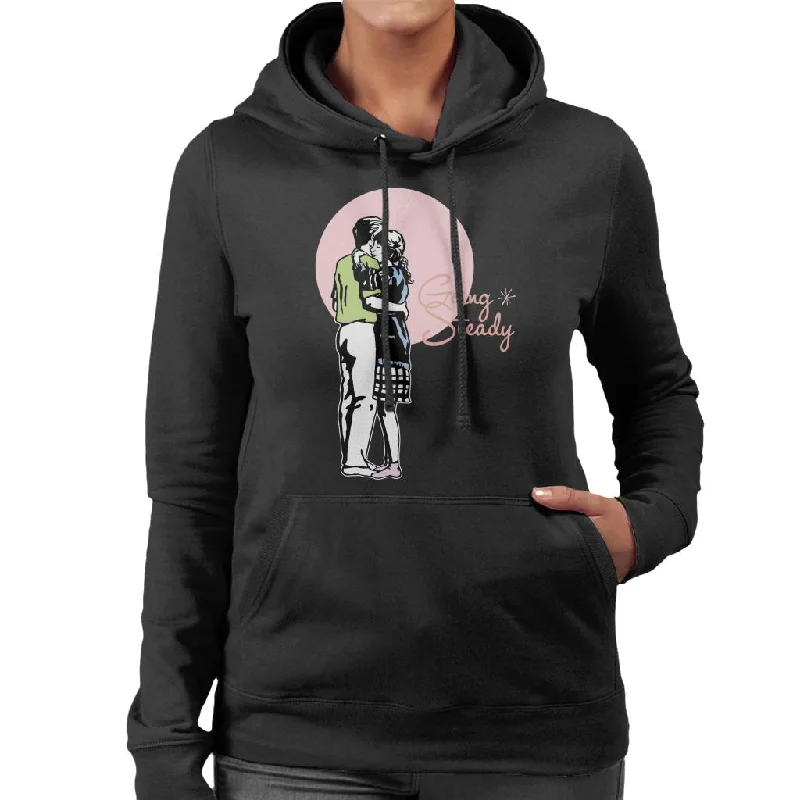 American Graffiti Going Steady Women's Hooded Sweatshirt Hoodie with Back Slit Movement Comfort American Graffiti Going Steady Women's Hooded Sweatshirt Hoodie with Back Slit Movement Comfort
