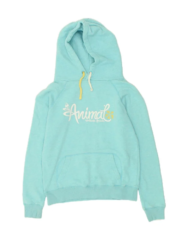 ANIMAL Womens Graphic Hoodie Jumper UK 10 Small Blue Hooded Sweatshirt Casual Wear Street Style ANIMAL Womens Graphic Hoodie Jumper UK 10 Small Blue Hooded Sweatshirt Casual Wear Street Style