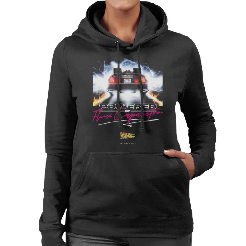 Back to the Future Delorean Powered By Flux Capacitor Women's Hooded Sweatshirt Hoodie with Half-Zip Sporty Casual Back to the Future Delorean Powered By Flux Capacitor Women's Hooded Sweatshirt Hoodie with Half-Zip Sporty Casual