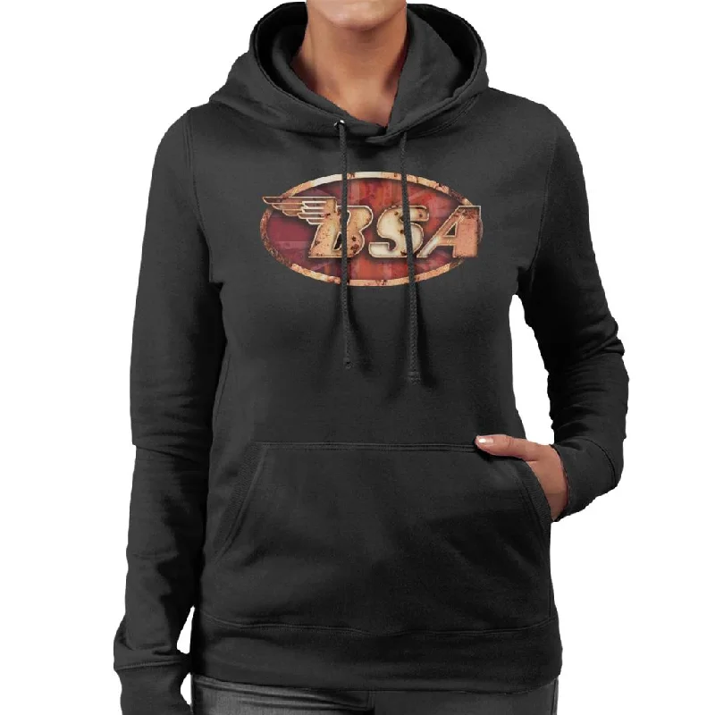 BSA Copper Logo Women's Hooded Sweatshirt Hoodie with Hem Applique Textured Unique