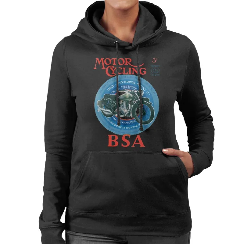 BSA Motor Cycling Empire Star Women's Hooded Sweatshirt Hoodie with Hem Ribbing Snug Secure