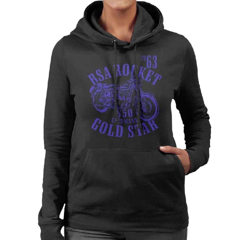 BSA Rocket 650 Clubmans Gold Star Women's Hooded Sweatshirt Hoodie with Back Slit Movement Comfort