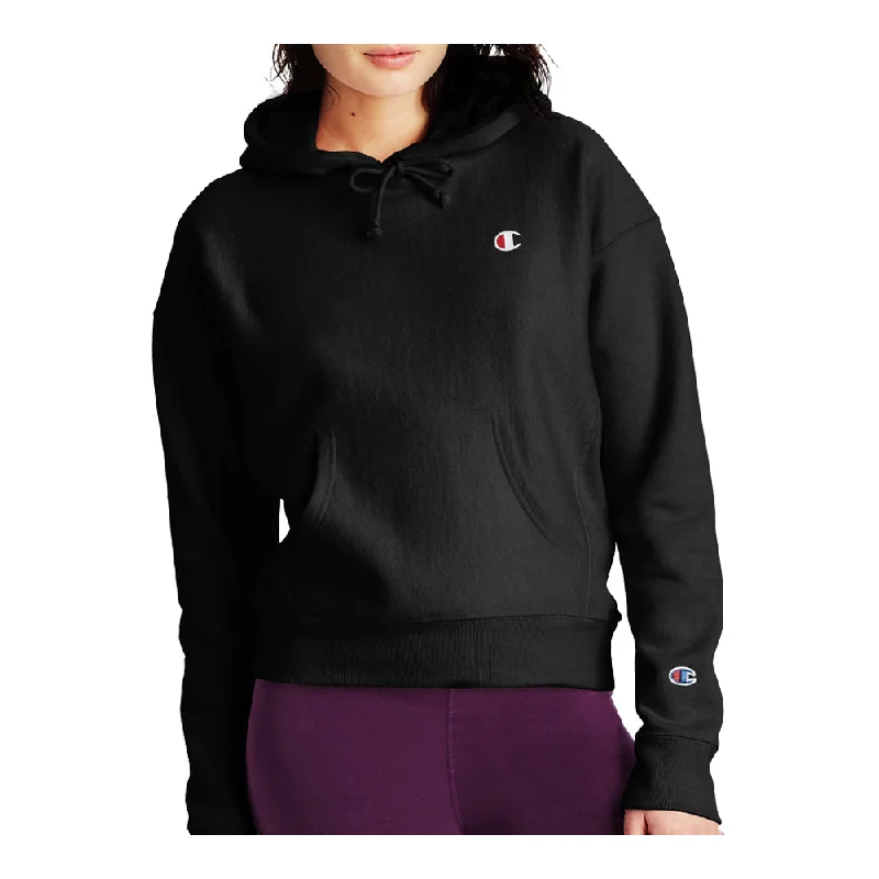 Champion Women's Reverse Weave C Logo Hoodie Hoodie with Exposed Zipper Edgy Industrial