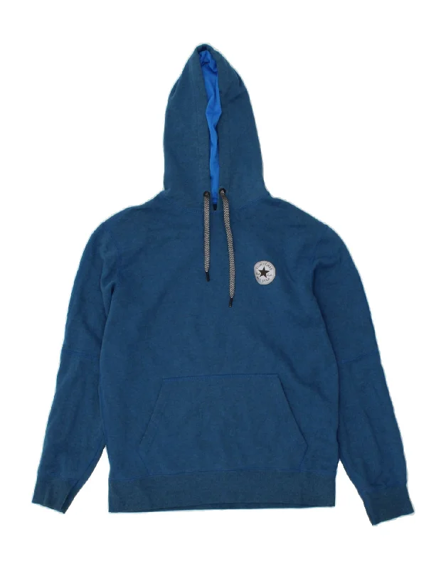 CONVERSE Mens Hoodie Jumper Medium Blue Cotton Hoodie with Zipper Versatile Modern