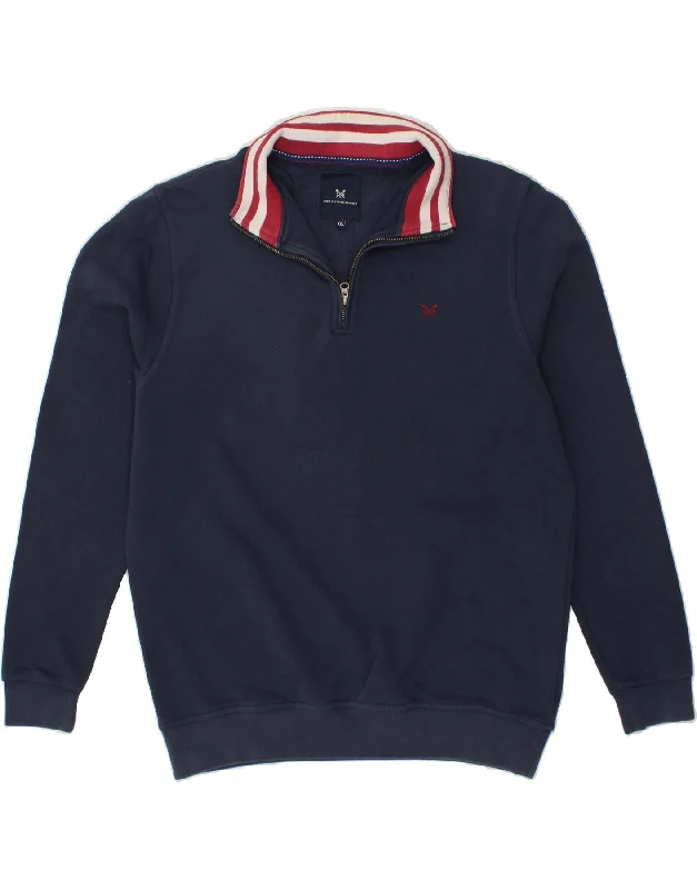 CREW CLOTHING Mens Zip Neck Sweatshirt Jumper 2XL Navy Blue Cotton Hoodie with Emblem Brand Identity CREW CLOTHING Mens Zip Neck Sweatshirt Jumper 2XL Navy Blue Cotton Hoodie with Emblem Brand Identity