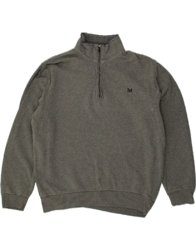 CREW CLOTHING Mens Zip Neck Sweatshirt Jumper Large Grey Cotton Hoodie with Rhinestones Sparkly Elegant CREW CLOTHING Mens Zip Neck Sweatshirt Jumper Large Grey Cotton Hoodie with Rhinestones Sparkly Elegant