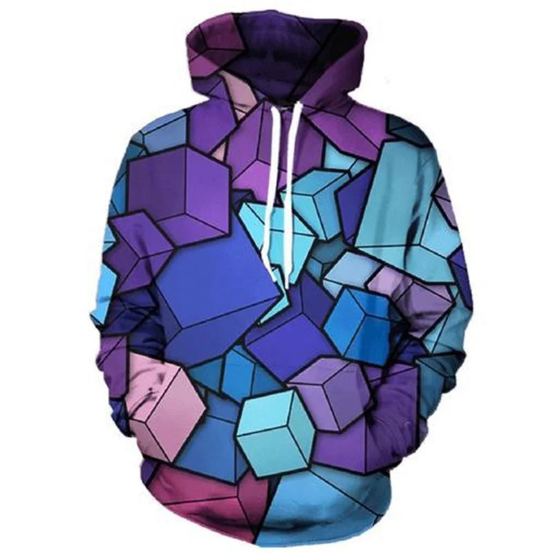 Cube Construction Hoodie Hoodie with Ribbed Hem Stretchable Secure