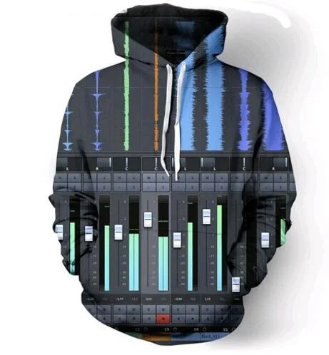 DJ Equaliser Hoodie Hoodie with Reflective Safety Nightwear