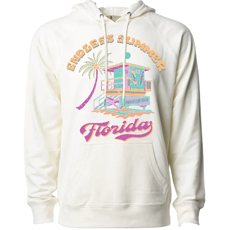 Endless Summer Florida Raglan Hoodie Hoodie with Hem Embroidery Detailed Premium