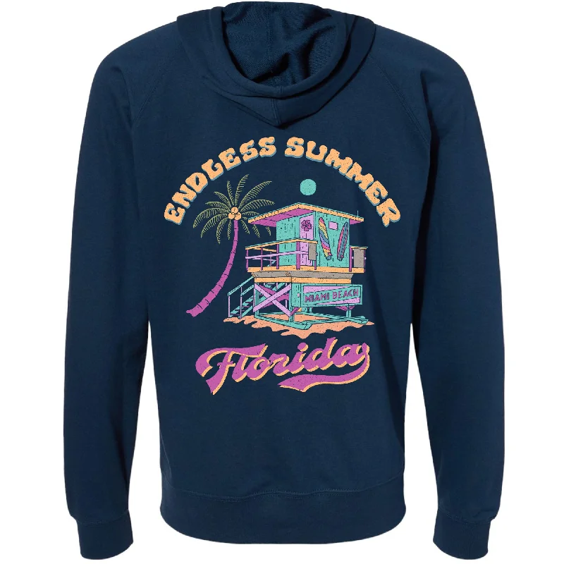 Endless Summer Florida Raglan Zipper Hoodie Hoodie with High Neck Warm Protective