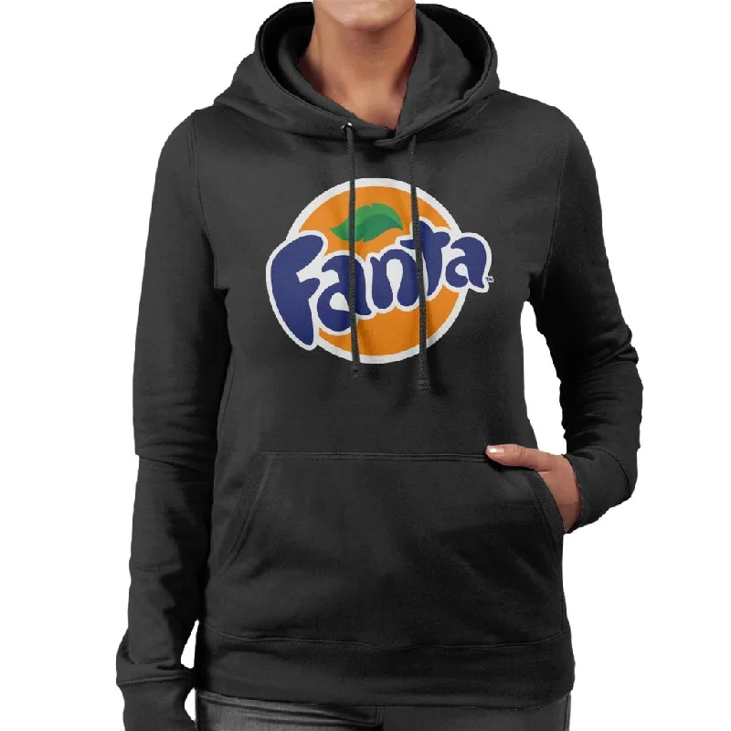 Fanta Circle Logo Women's Hooded Sweatshirt Hoodie with Snap Buttons Easy Quick