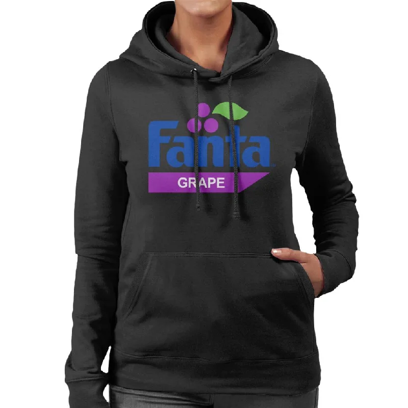 Fanta Grape Retro 1980s Logo Women's Hooded Sweatshirt Hoodie with Elastic Waist Stretchable Comfortable Fanta Grape Retro 1980s Logo Women's Hooded Sweatshirt Hoodie with Elastic Waist Stretchable Comfortable