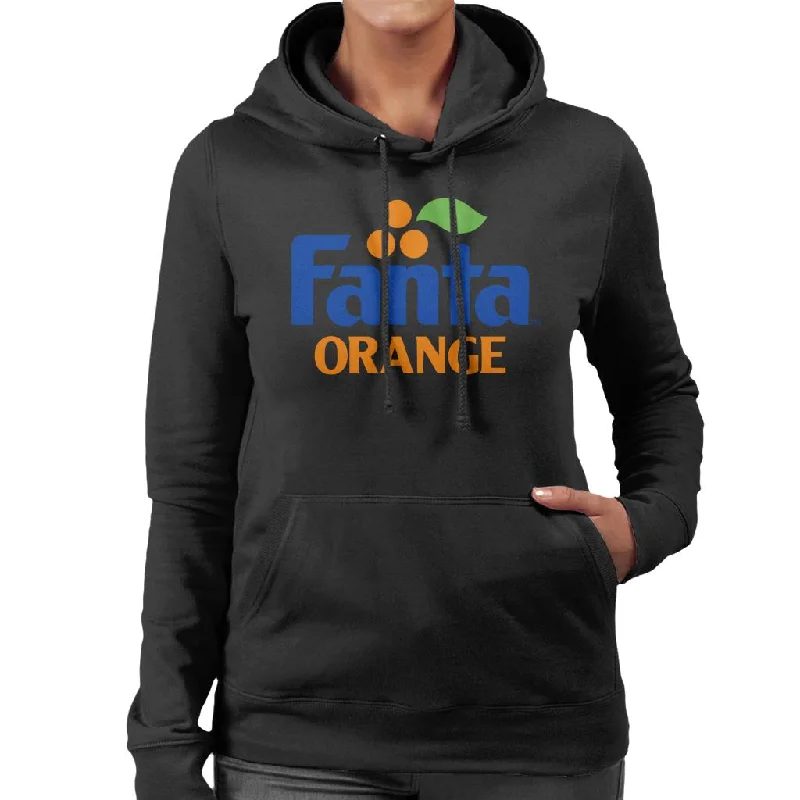Fanta Orange 1980s Retro Logo Women's Hooded Sweatshirt Hoodie with Hem Fringe Bohemian Relaxed Fanta Orange 1980s Retro Logo Women's Hooded Sweatshirt Hoodie with Hem Fringe Bohemian Relaxed