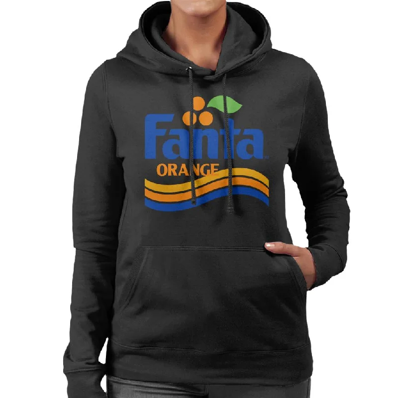 Fanta Orange 1980s Retro Wave Logo Women's Hooded Sweatshirt Hoodie with Hem Detail Decorative Unique Fanta Orange 1980s Retro Wave Logo Women's Hooded Sweatshirt Hoodie with Hem Detail Decorative Unique