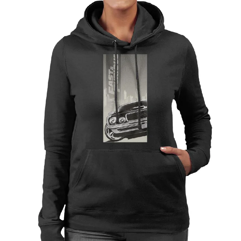 The Fast and The Furious Dodge Charger City Backdrop Women's Hooded Sweatshirt Hoodie with Tie-Dye Psychedelic Retro
