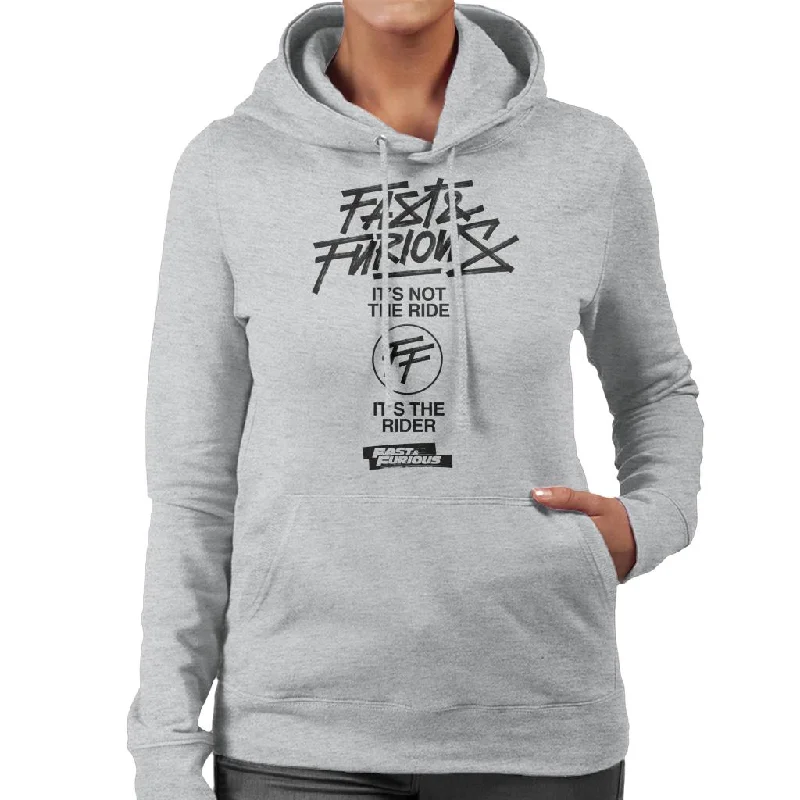 Fast and Furious Its Not The Ride Its The Rider Women's Hooded Sweatshirt Hoodie with V-Neck Classic Versatile