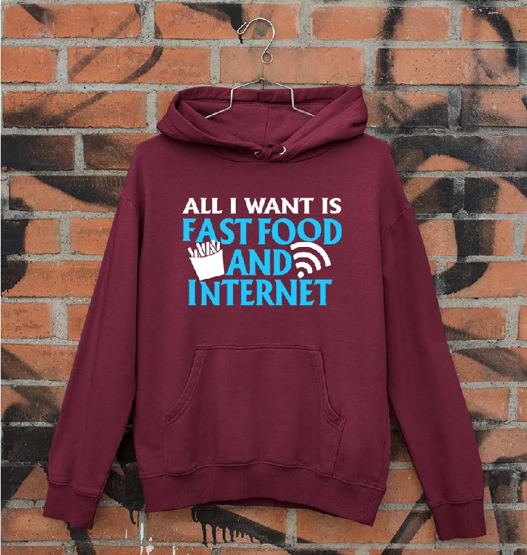 Fast Food and Internet Unisex Hoodie for Men/Women Hoodie with Elastic Waist Stretchable Comfortable Fast Food and Internet Unisex Hoodie for Men/Women Hoodie with Elastic Waist Stretchable Comfortable