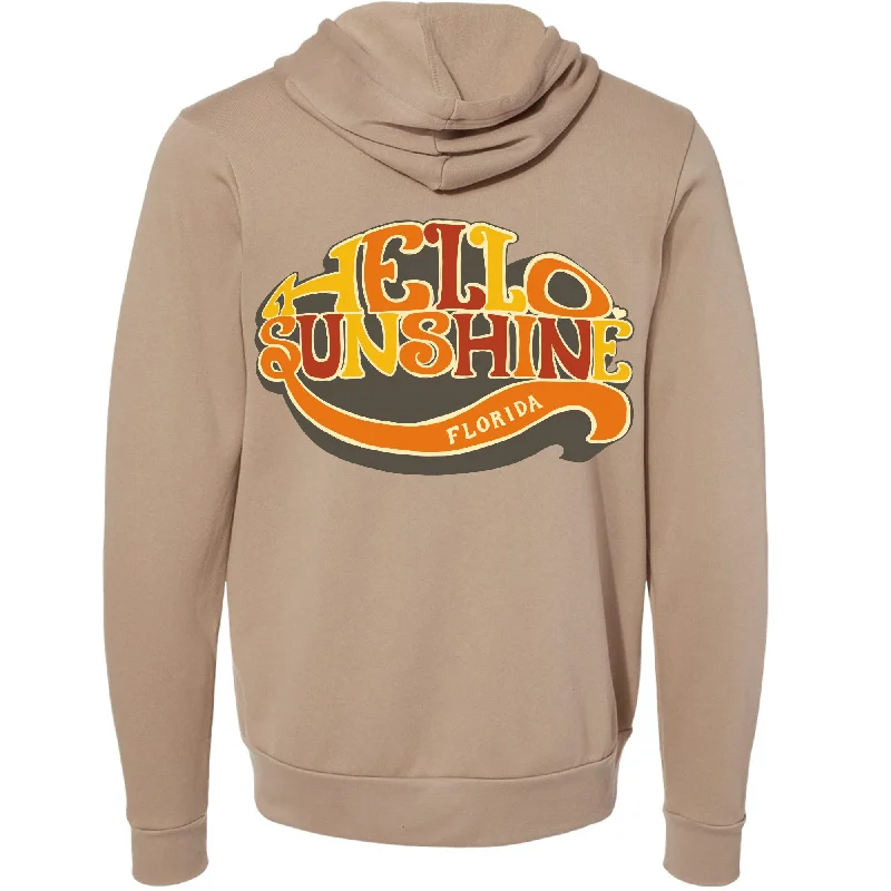 Hello Sunshine Florida Zipper Hoodie Hoodie with Elastic Waist Stretchable Comfortable