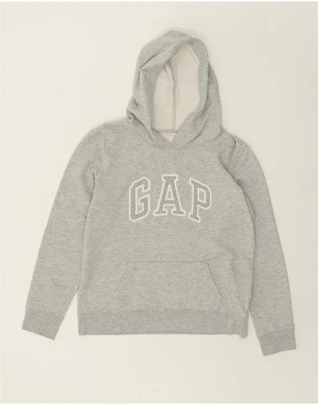 GAP Womens Oversized Graphic Hoodie Jumper UK 10 Small Grey Cotton Hoodie with Illustration Artistic Creative