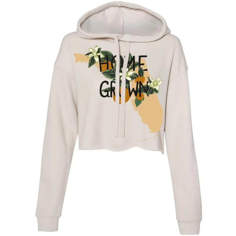 Home Grown Florida Cropped Hoodie Hoodie with Hem Patch Decorative Personalized