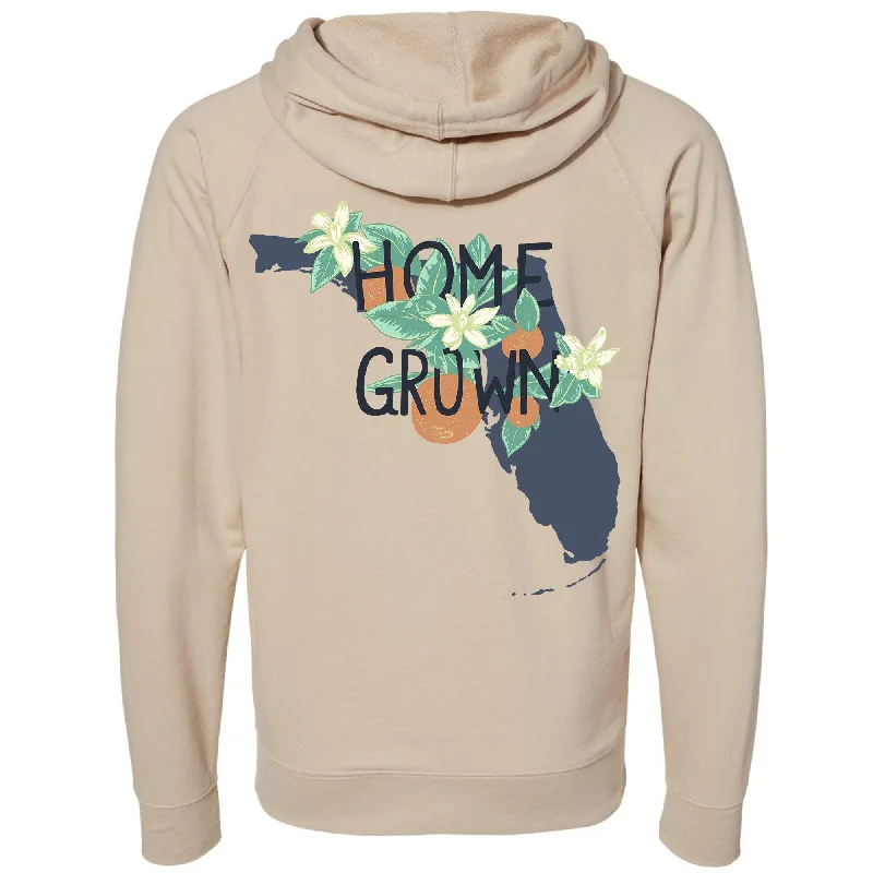 Home Grown Florida Raglan Zipper Hoodie Hoodie with Applique Textured Unique