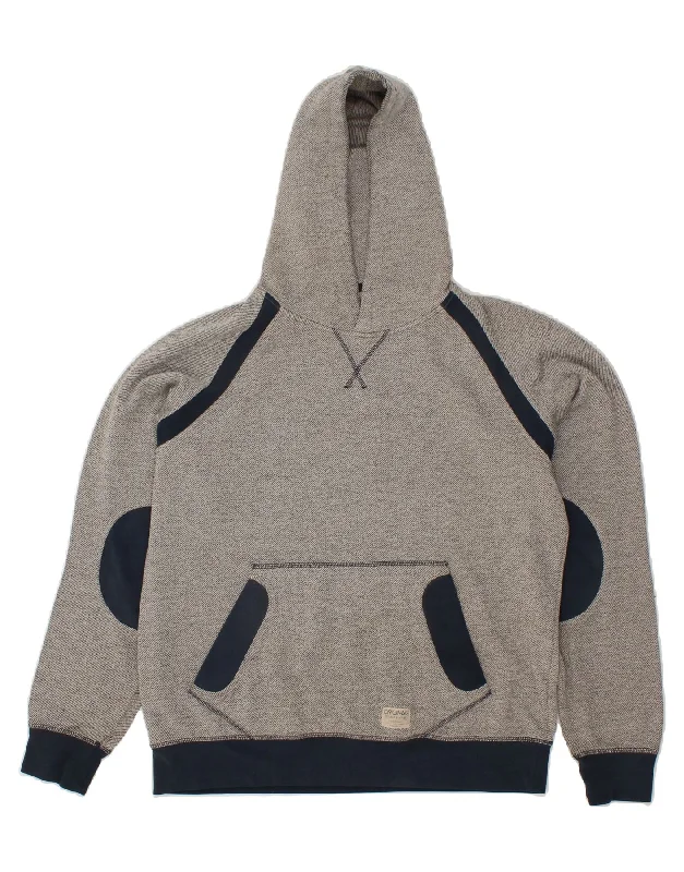 JACK & JONES Mens Hoodie Jumper XL Grey Colourblock Hoodie with Color Block Contrast Stylish