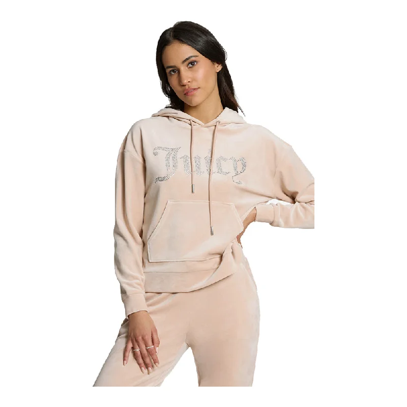 Juicy Couture Women's Oversized Bling Hoodie Hoodie with Applique Textured Unique