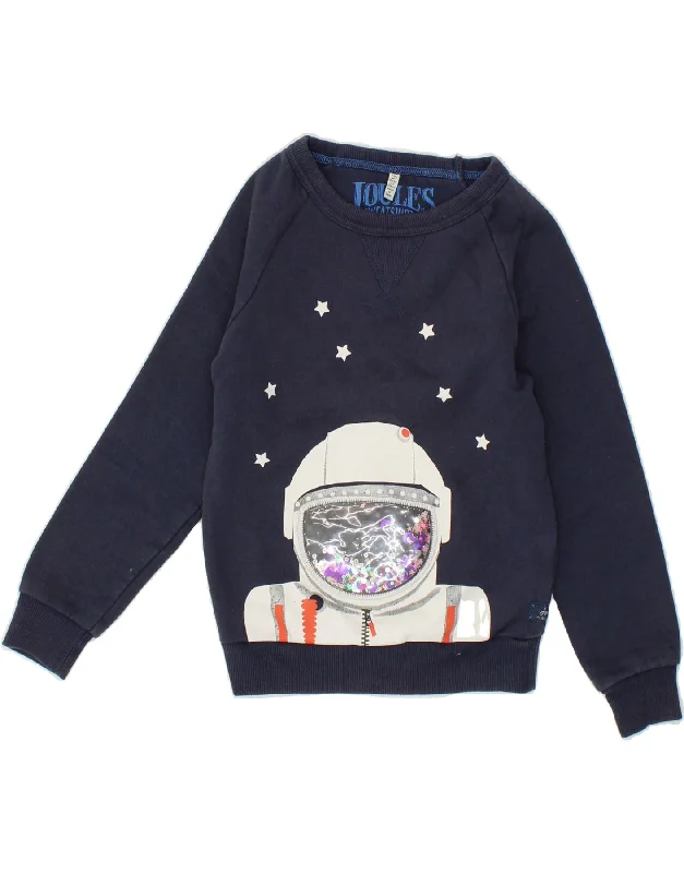 JULES Girls Graphic Sweatshirt Jumper 7-8 Years Navy Blue Cotton Hoodie with Hem Lace Feminine Delicate JULES Girls Graphic Sweatshirt Jumper 7-8 Years Navy Blue Cotton Hoodie with Hem Lace Feminine Delicate