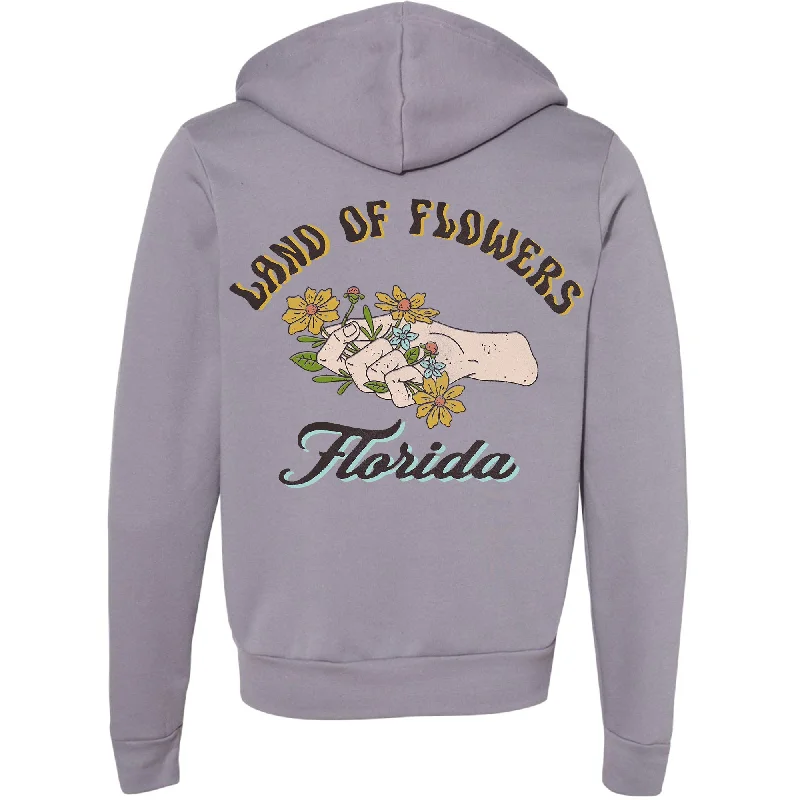 Land Of Flowers Florida Zipper Hoodie Hoodie with Longline Fit Extended Stylish