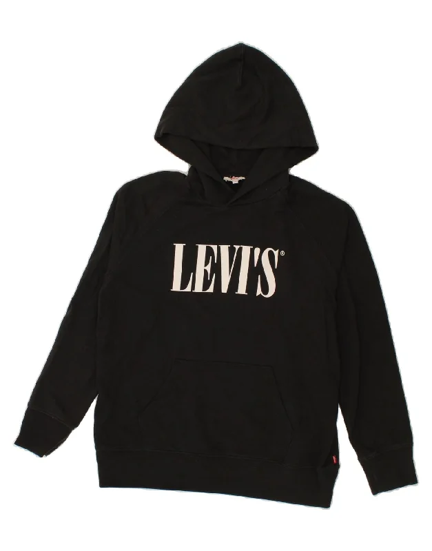 LEVI'S Mens Graphic Hoodie Jumper Medium Black Cotton Hoodie with Elastic Cuffs Stretchable Comfortable LEVI'S Mens Graphic Hoodie Jumper Medium Black Cotton Hoodie with Elastic Cuffs Stretchable Comfortable
