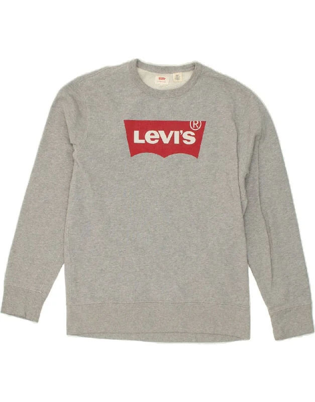 LEVI'S Mens Graphic Sweatshirt Jumper Medium Grey Cotton Hoodie with Tied Waist Feminine Flattering LEVI'S Mens Graphic Sweatshirt Jumper Medium Grey Cotton Hoodie with Tied Waist Feminine Flattering