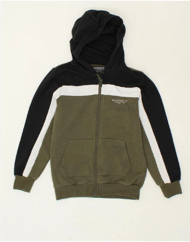 MCKENZIE Boys Zip Hoodie Sweater 10-11 Years Khaki Colourblock Cotton Hoodie with Crew Neck Simple Timeless MCKENZIE Boys Zip Hoodie Sweater 10-11 Years Khaki Colourblock Cotton Hoodie with Crew Neck Simple Timeless