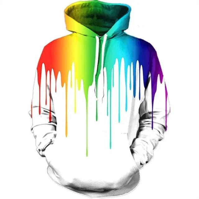 Mens/Womens Dripping Paint Hoodie Zip Hoodie Drawstring Kangaroo Pocket