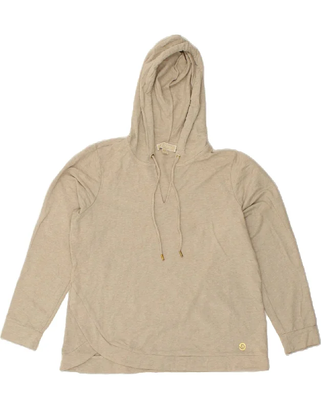 MICHAEL KORS Womens Hoodie Jumper UK 18 XL Grey Cotton Hoodie with Hem Fringe Bohemian Relaxed MICHAEL KORS Womens Hoodie Jumper UK 18 XL Grey Cotton Hoodie with Hem Fringe Bohemian Relaxed