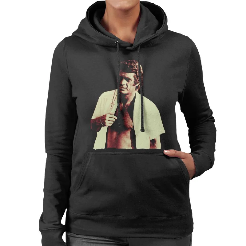 Motorsport Images Le Mans 1969 Steve McQueen Women's Hooded Sweatshirt Hoodie with Toggle Buttons Decorative Unique