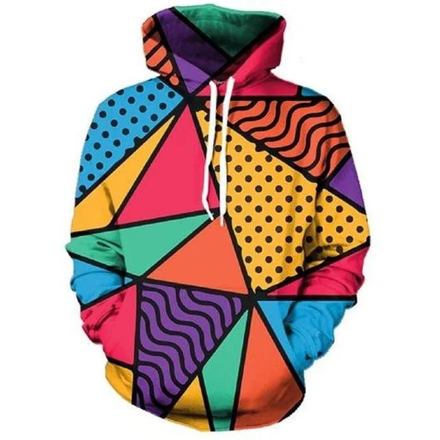 Multi-Colour Geometric Pattern Hoodie Hoodie with Hidden Zipper Minimalist Clean